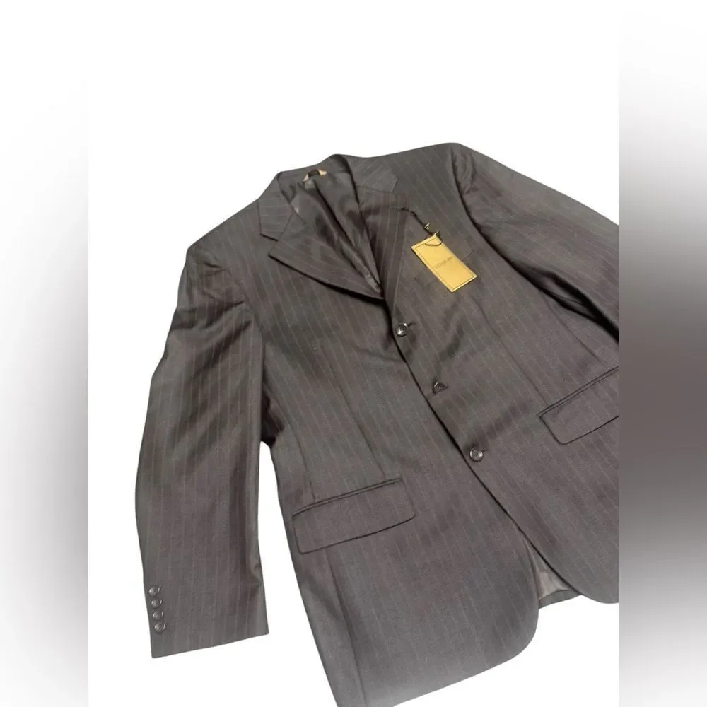 NWT LUCA ROSSI BROWN Effiel pin striped 3 button sports coat blazer size 42r